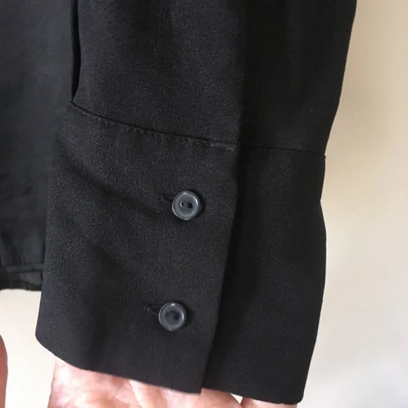 CLOSET CLEAR OUT - sophisticated black georgette and satin oversized shirt - Picture 6 of 10